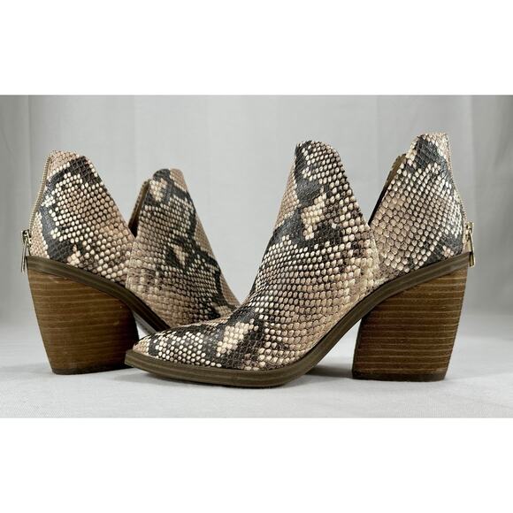 Vince Camuto Gigietta Sz 7M Snakeskin Booties Shoes Ankle Boots Womens Heels - Picture 4 of 14